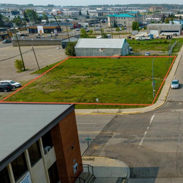 A vacant lot on 102 Street ready for development.